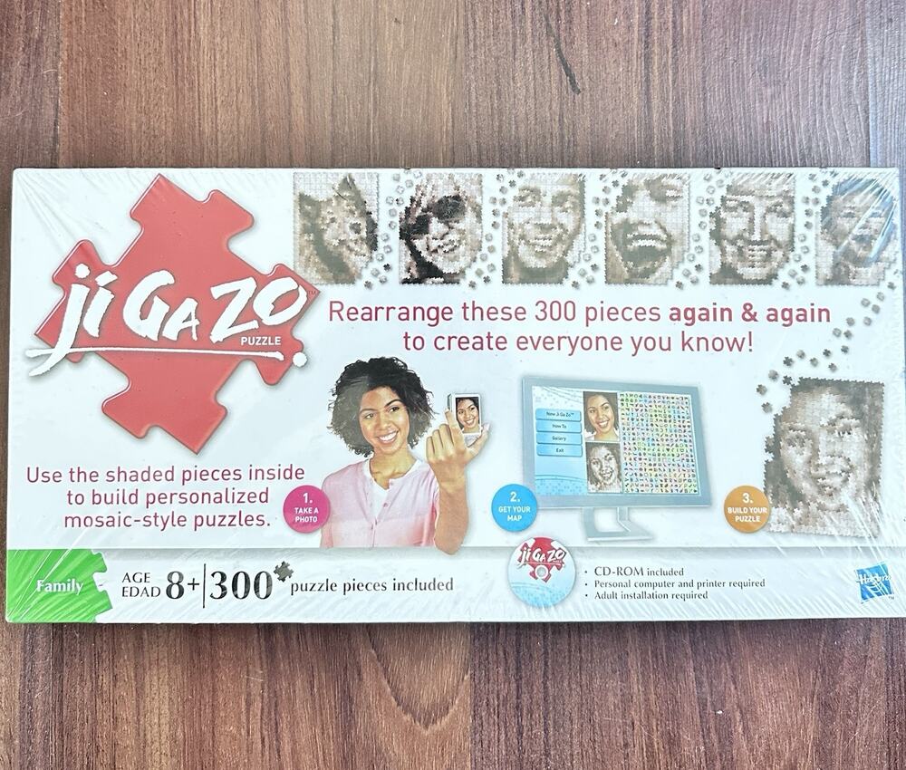 Hasbro Jigazo Puzzle Family Fun Mosaic Style 300 Pieces With Cd Rom New